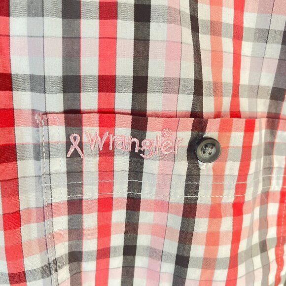 Wrangler Breast Cancer Awareness Men's white, black & pink l/s shirt XLT EUC - Picture 3 of 5